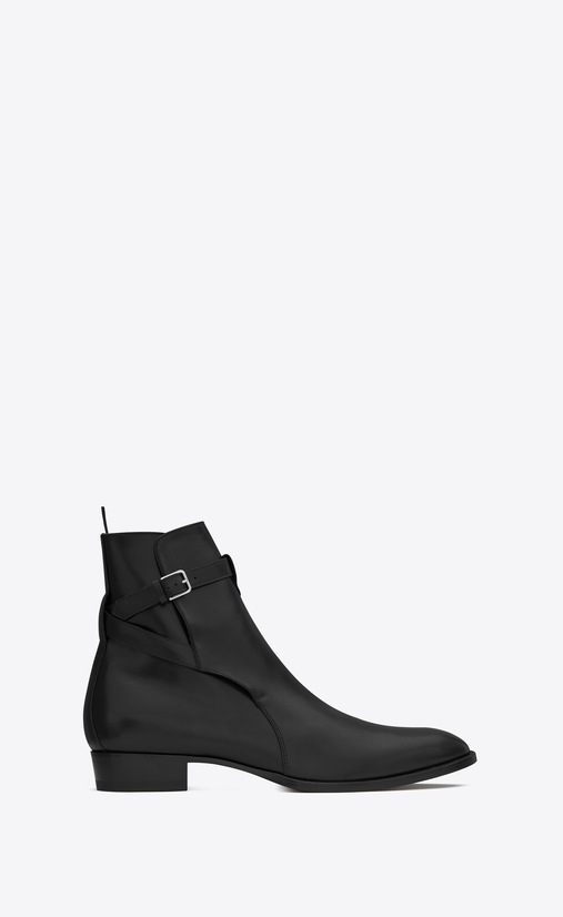 saint laurent wyatt 30 jodhpur stiefel mit reißverschluss aus schwarzem leder